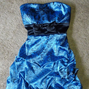 Ruby Rox Strapless Formal Ruffled Satin Dress